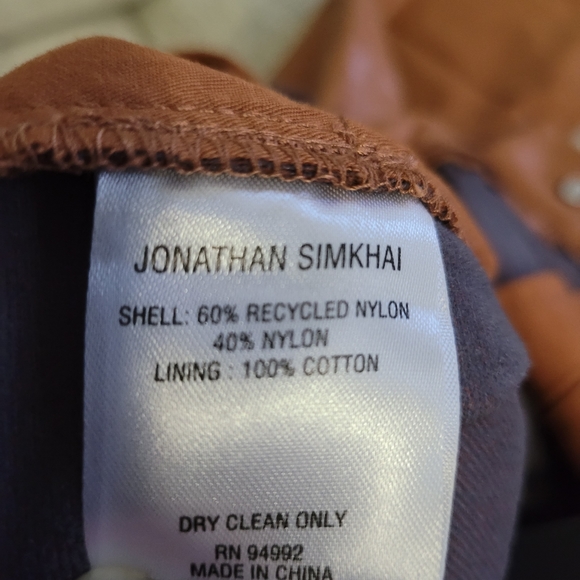 Jonathan Simkhai Womens Coated High Rise Straight Leg Pants—Toffee - Picture 8 of 8